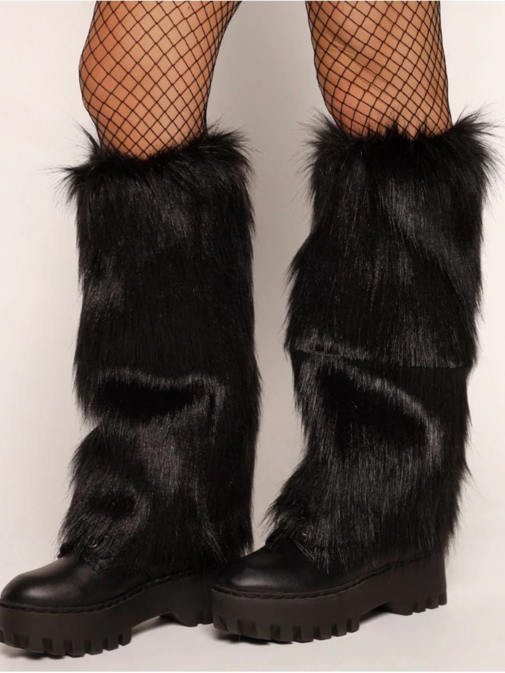 Black Faux Fur Platform Boot Covers “One of a Kind”